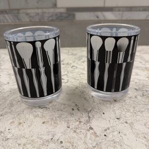 Set of two Sonia Kashuk Vanity Cup Make-up Brush Pattern Organizer storage decor